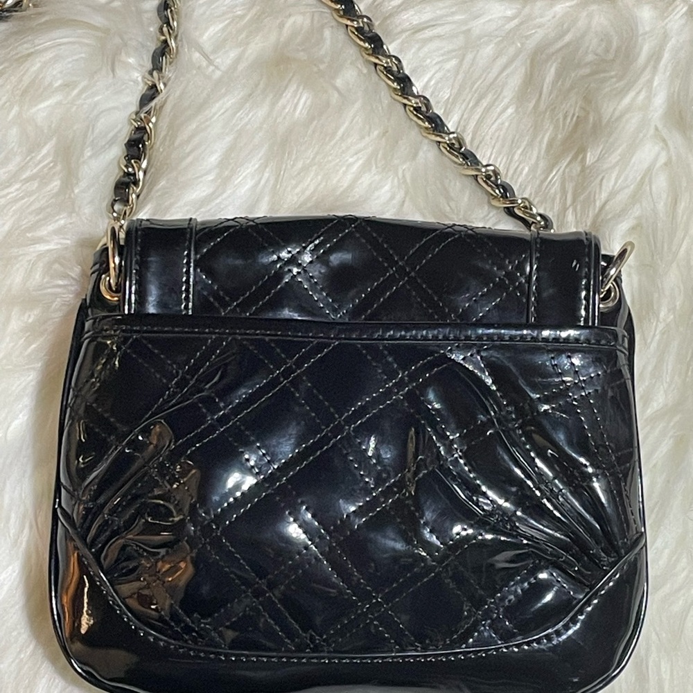 Loft Black Patent Leather Quilted Clasp Mini Bag with Heavy Chain Handle #H-29 - Picture 5 of 5